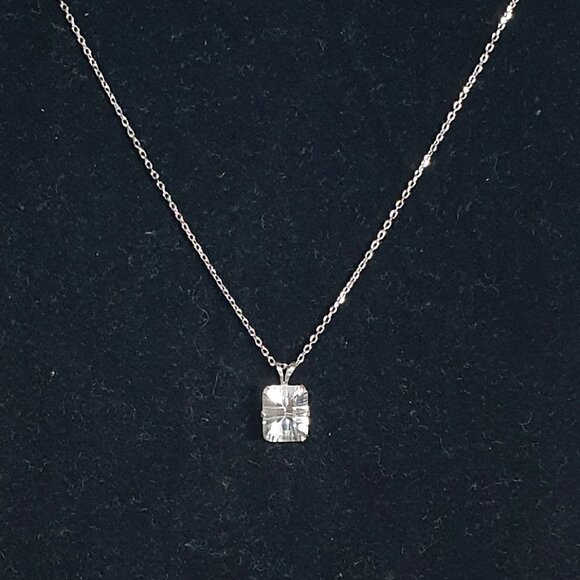 Elegant Vintage Italy 925 Silver 4 CT Genuine White Topaz Minimalist Necklace - Picture 9 of 11